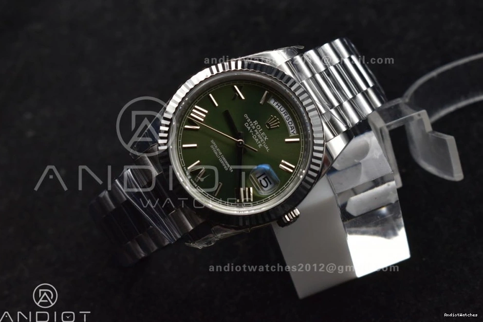 1:1 President Refined VR3255 Edition THBF (Gain 228239 Date Green Weight) Day Roman SS Dial Bracelet on Best 40 662 0323